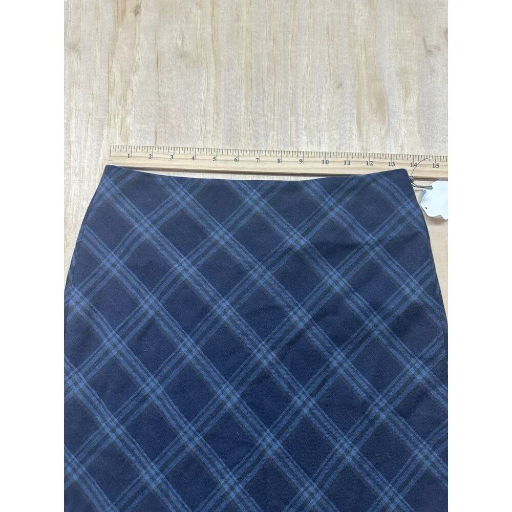 Vince Camuto Plaid Pencil Skirt‎ Sz 0 Blue Black Mini Work Career Office NWTs